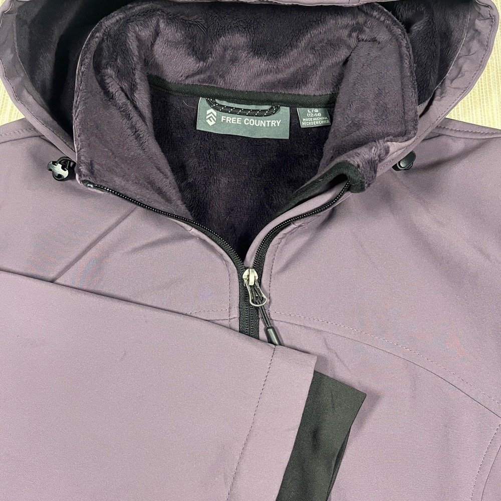 Free Country Women's L G 12-14 Purple Fleece Lined Hooded Softshell Jacket